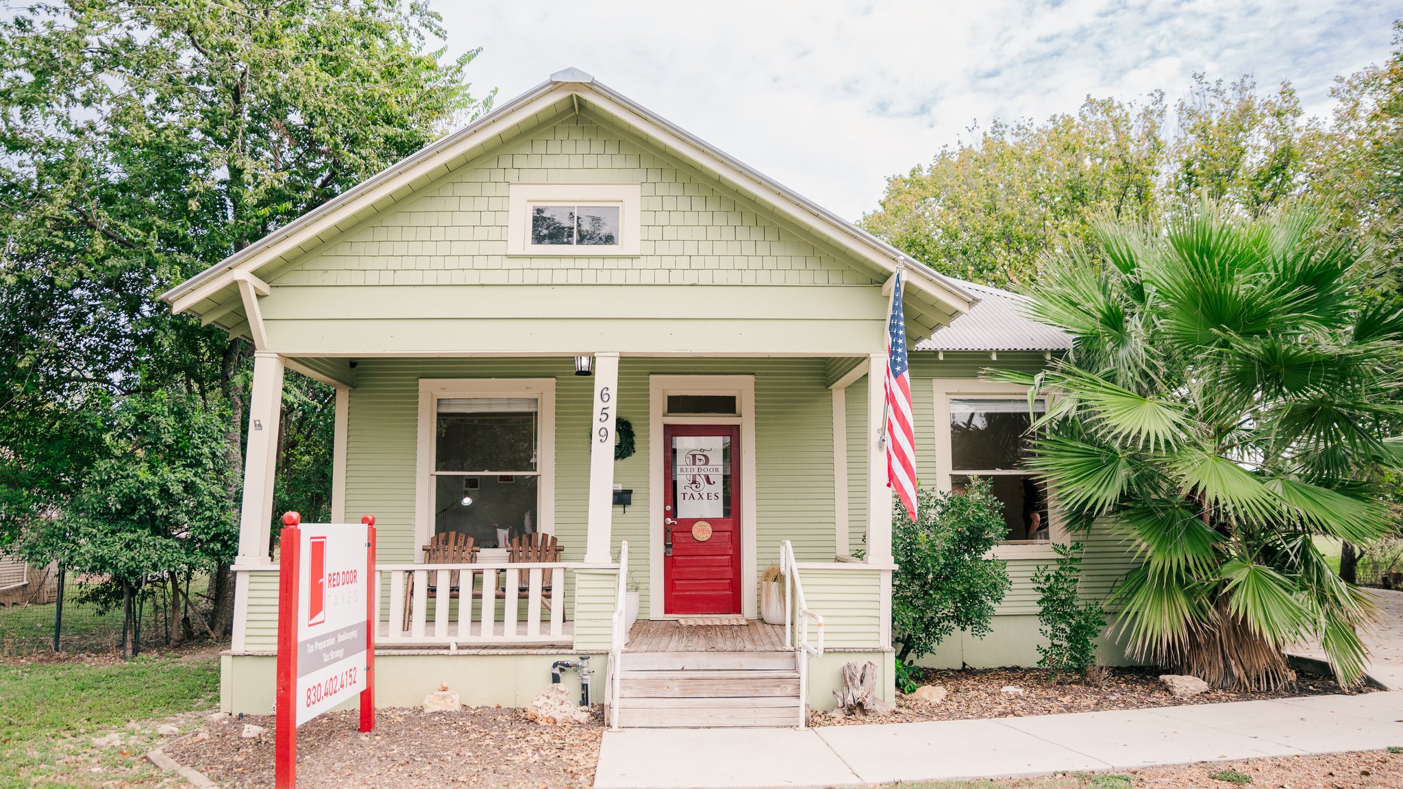 The front of the Red Door Taxes office at 659 S. Castell Ave
